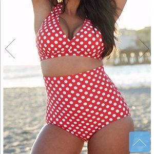 Brand new retro polka dot plus-size swimsuit
